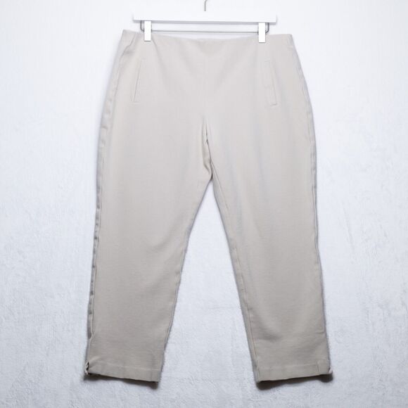 CHICOS Juliet Pull On Ankle Pants Stretch Jersey Knit Beige Sz 2 US L - Picture 1 of 7